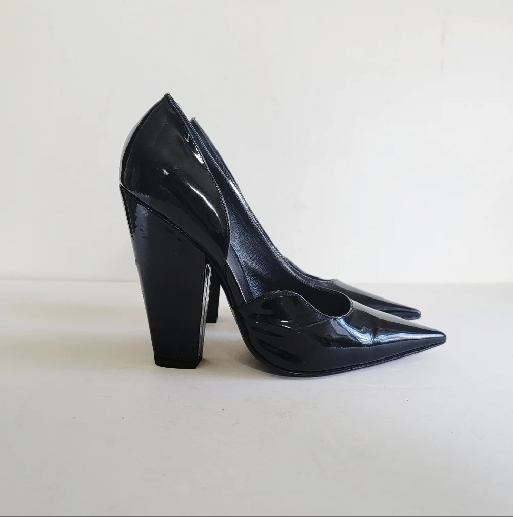 Givenchy D'orsay Black Patent Leather Pumps EU 36.5 US 6.5 Pointed Toe Designer - Picture 2 of 16